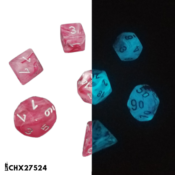 Ghostly Glow Pink/Silver Poly 7 Set - Chessex [2]