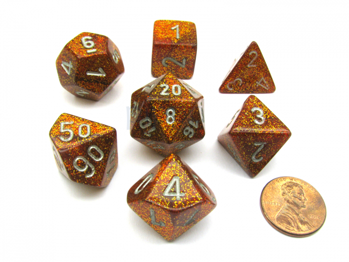 Chessex Glitter Polyhedral Dice Set Gold/silver (7 dice) [2]