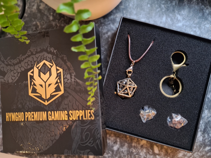 Grimskulls D20 Gift Set (Keychain + Necklace + Dice Sets) - Ancient Gold [2]