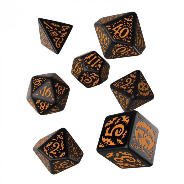 Halloween Pumpkin - Black & Orange Dice Set (7 dice) [2]