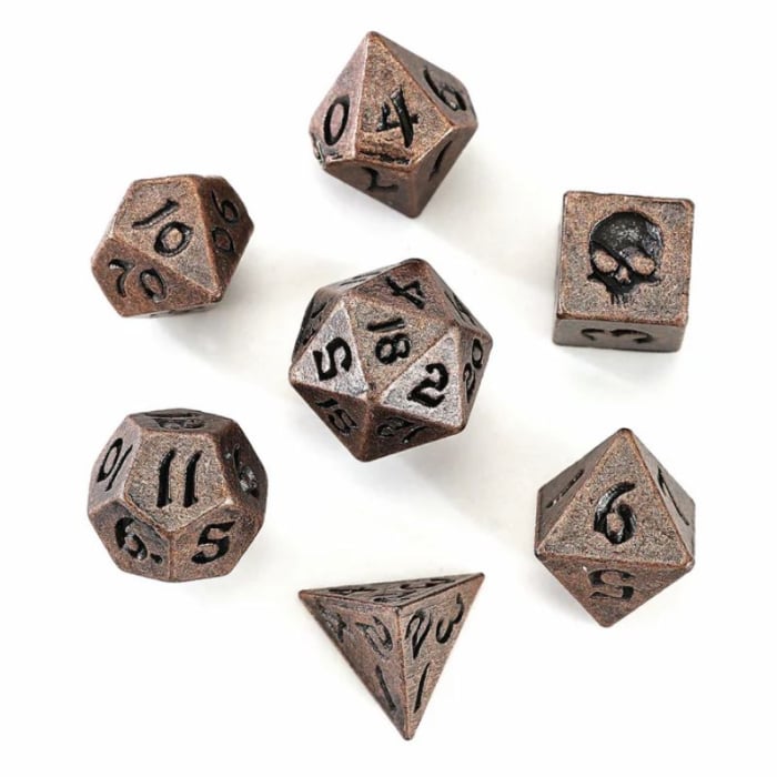 Hymgho Unseeli Tiny Dice Set in Potion Bottle Ancient Copper (7 dice) [2]