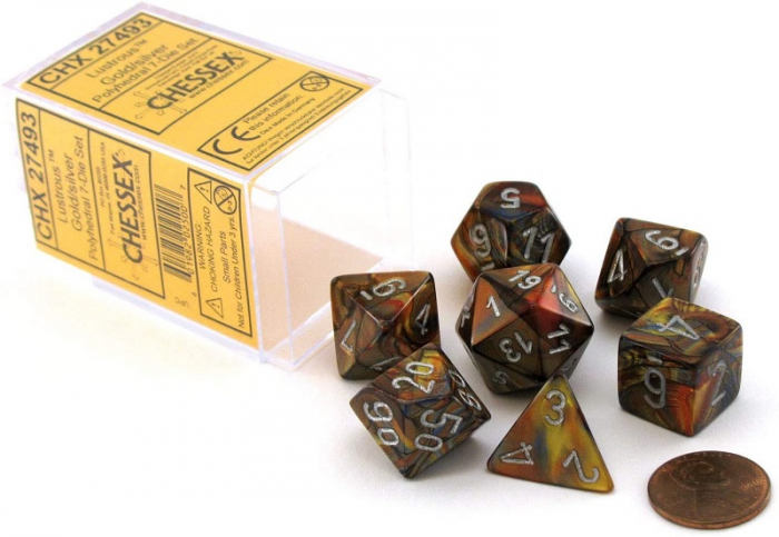 Chessex Lustrous Dice Set Gold/silver (7 dice) [2]