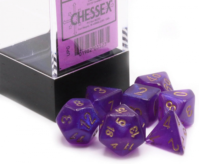 Chessex Borealis Mini-Polyhedral Dice Set Royal Purple/gold Luminary (7 dice) [3]