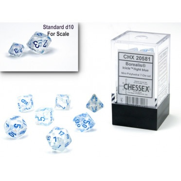 Chessex Borealis Mini-Polyhedral Dice Set Icicle/light blue Luminary (7 dice) [2]