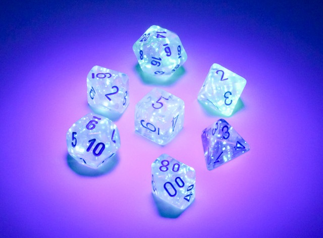 Chessex Borealis Mini-Polyhedral Dice Set Icicle/light blue Luminary (7 dice) [4]