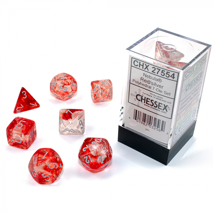 Chessex Nebula Polyhedral Luminary Dice Set Red/silver (7 dice) [2]