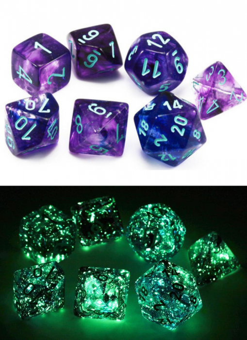 Chessex Nebula Polyhedral Dice Set Nocturnal/blue Luminary (7 dice) [4]