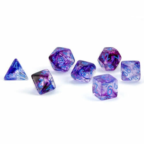 Chessex Nebula Polyhedral Dice Set Nocturnal/blue Luminary (7 dice) [3]