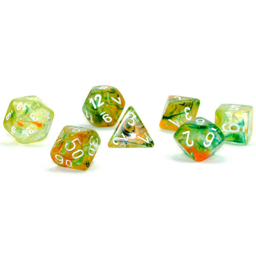 Chessex Nebula Polyhedral Dice Set Spring/white Luminary (7 dice) [2]