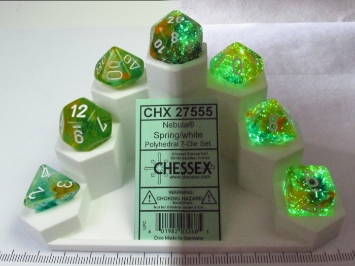 Chessex Nebula Polyhedral Dice Set Spring/white Luminary (7 dice) [4]