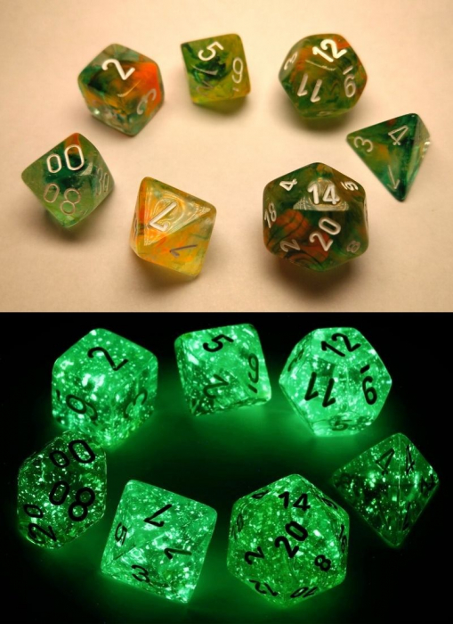 Chessex Nebula Polyhedral Dice Set Spring/white Luminary (7 dice) [3]