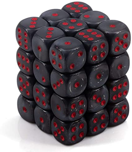 Chessex Opaque Dice Block with Pips 12mm Black/red D6 (36 dice) [2]