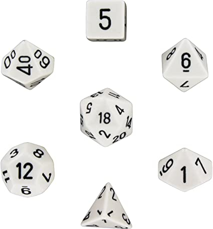 Chessex Opaque Polyhedral Dice Set White/black (7 dice) [2]