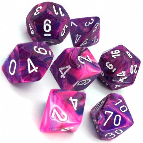Chessex Festive Polyhedral Dice Set Violet/white (7 dice) [2]