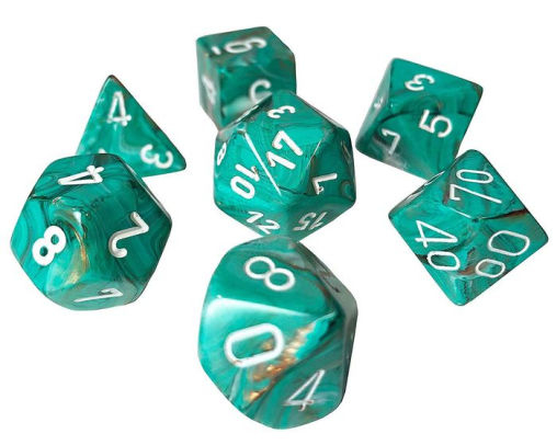 Chessex Marble Polyhedral Dice Set Oxi-Copper/white (7 dice) [2]