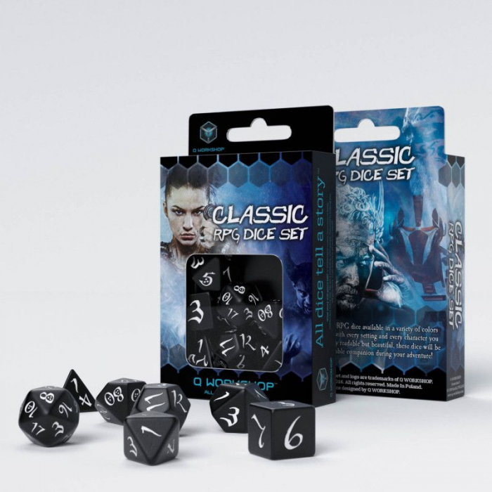 Q-Workshop Classic RPG Black & White Dice Set (7 dice) [2]