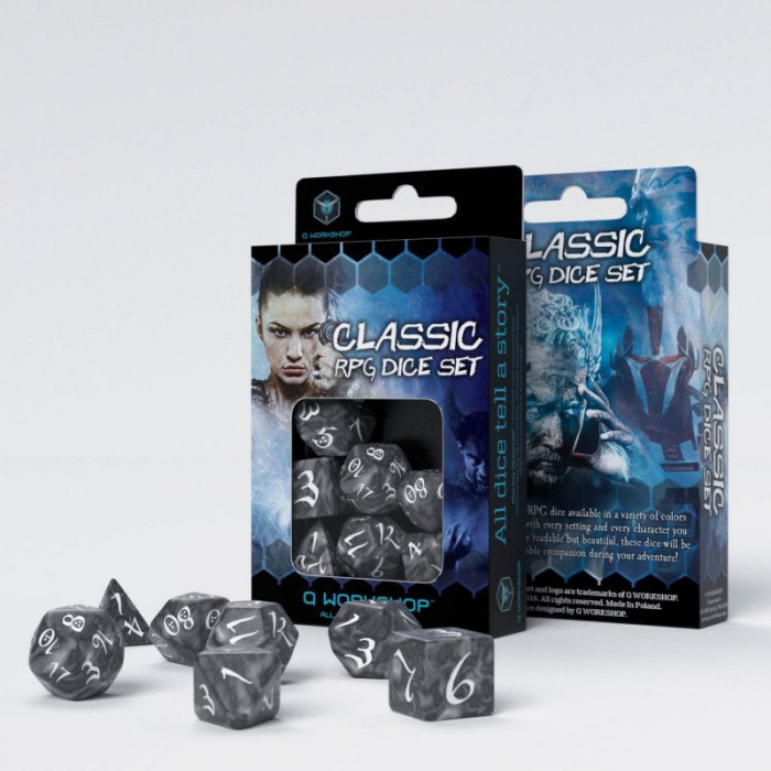 Q-Workshop Classic RPG Smoky & White Dice Set (7 dice) [2]