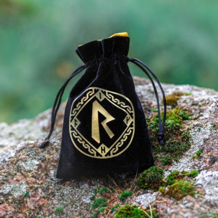 Q-Workshop Runic Black & Golden Velour Dice Bag [3]