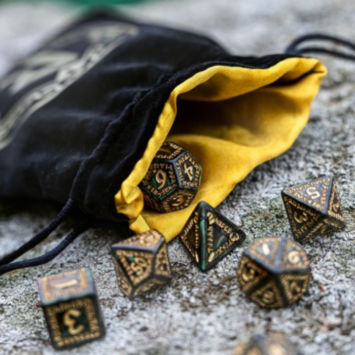 Q-Workshop Runic Black & Golden Velour Dice Bag [2]