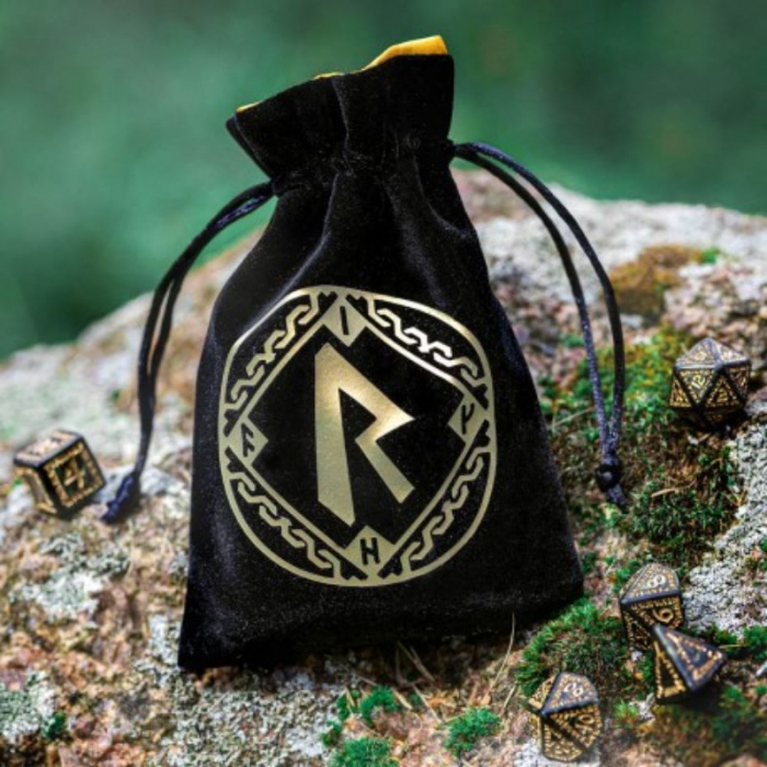 Q-Workshop Runic Black & Golden Velour Dice Bag [4]