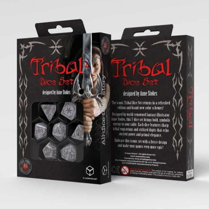 Q-Workshop Tribal Dice Set - Pearl & Brown (7 dice) [2]