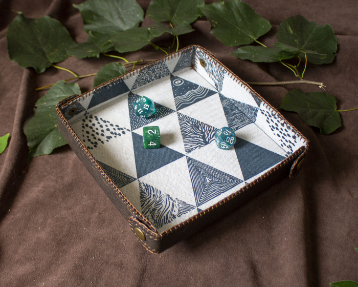 Square Dice Tray with Leather Backing [9]