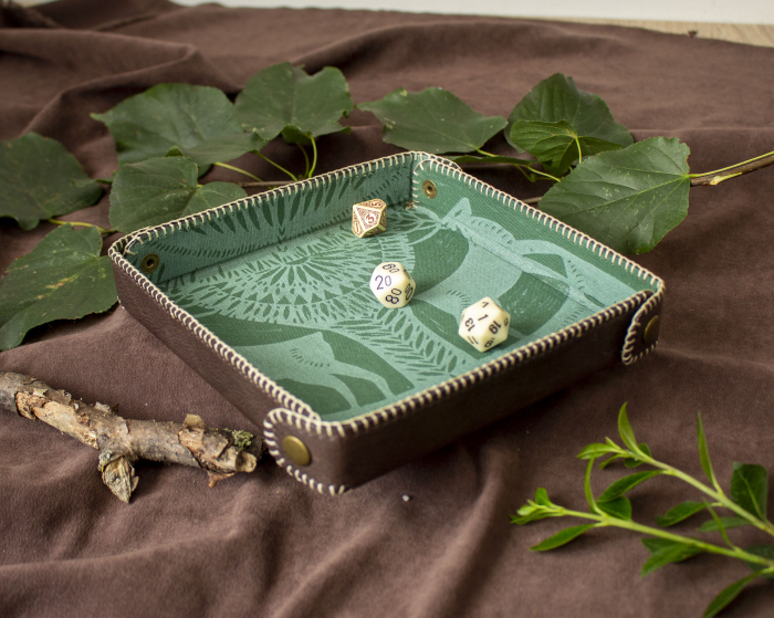 Square Dice Tray with Leather Backing [3]