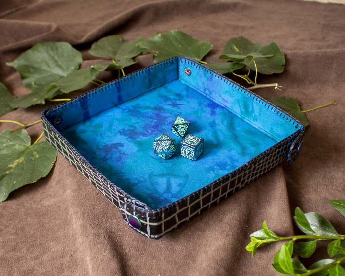 Square Dice Tray with Leather Backing - Prindere fixă [3]