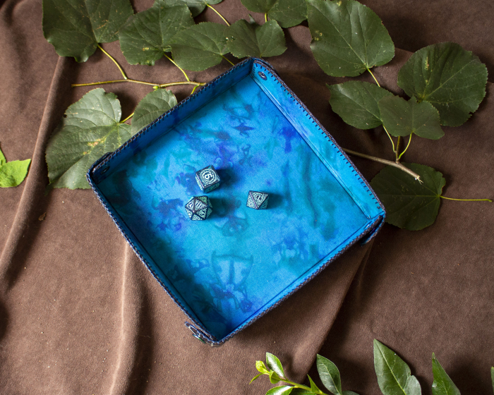 Square Dice Tray with Leather Backing - Prindere fixă [2]