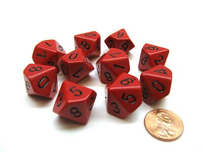 Chessex Opaque Polyhedral Dice Set Red/black D10 (10 dice) [3]