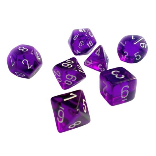 Chessex Translucent Polyhedral Dice Set Purple/white (7 dice) [2]