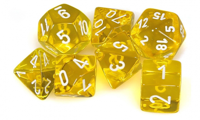 Chessex Translucent Polyhedral Dice Set Yellow/white (7 dice) [2]