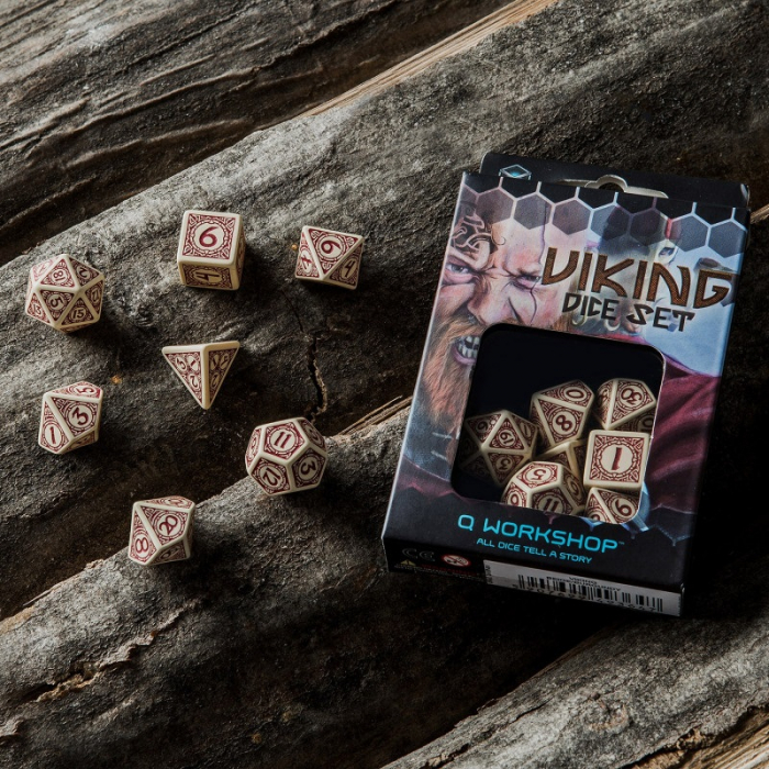 Q-Workshop - Viking Beige & Burgundy Dice Set: Valhalla (7 dice) [3]