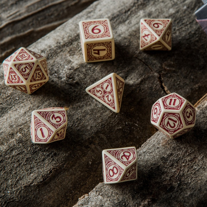 Q-Workshop - Viking Beige & Burgundy Dice Set: Valhalla (7 dice) [2]
