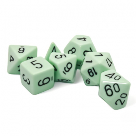 Zaruri - Chessex Opaque Polyhedral Dice Set Pastel Green/black (7 dice)