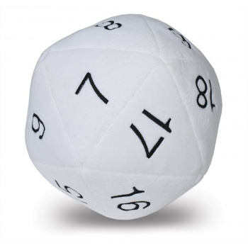 Geek Zone - Dice - Jumbo D20 Novelty Dice Plush in White with Black Numbering - UP