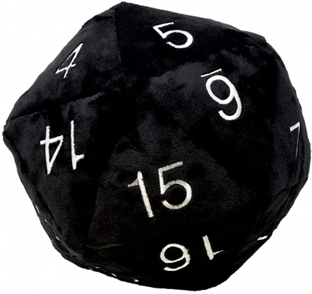 Geek Zone - Dice - Jumbo D20 Novelty Dice Plush in Black with White Numbering - UP