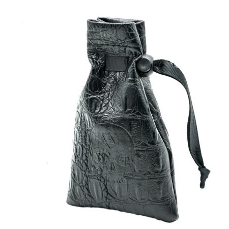 Dice trays & bags - Black Leatherette Dice Bag with Skull