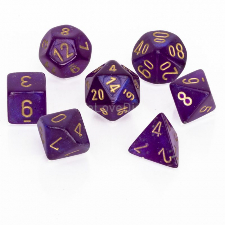 Zaruri - Chessex Borealis Polyhedral Dice Set Royal Purple/gold Luminary (7 dice)