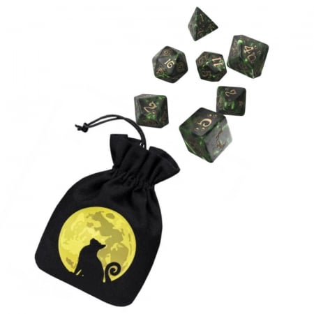 Pachete promoționale - Cats Modern Dice Set Pixel + Cats Dice Pouch The Mooncat - Promo Pack