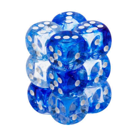 Chessex Nebula Dice Block 16 mm Dark Blue/White D6 with Pips (12 dice) [0]