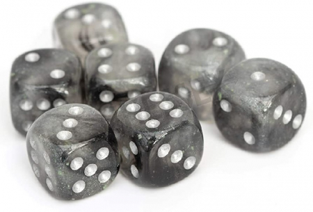 Chessex Borealis Dice Block 12mm Light Smoke/silver Luminary D6 (36 dice) [1]