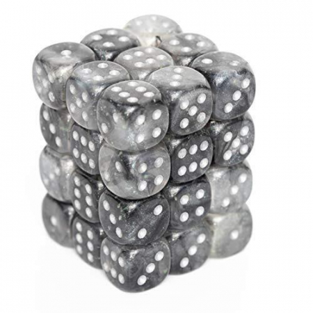 Chessex Borealis Dice Block 12mm Light Smoke/silver Luminary D6 (36 dice) [2]