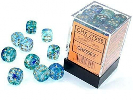 Zaruri - Chessex Nebula Dice Block 12mm Oceanic/gold Luminary D6 (36 dice)