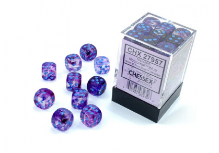 Zaruri - Chessex Nebula Dice Block 12mm Nocturnal/blue Luminary D6 (36 dice)