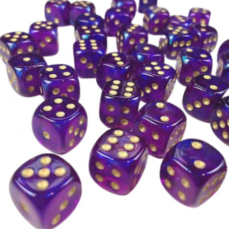 Zaruri - Chessex Borealis Dice Block 12mm Royal Purple/gold Luminary D6 (36 dice)