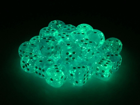 Chessex Borealis Dice Block 12mm Sky Blue/white Luminary D6 (36 dice) [2]