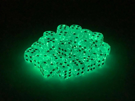Chessex Borealis Dice Block 12mm Teal/gold Luminary D6 (36 dice) [2]