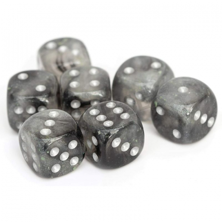 Zaruri - Chessex Borealis Dice Block 16mm Light Smoke/silver Luminary D6 (12 dice)