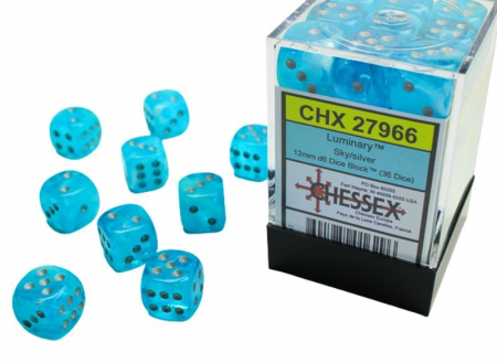 Zaruri - Chessex Signature Dice Block 12mm Luminary Sky/silver D6 (36 dice)